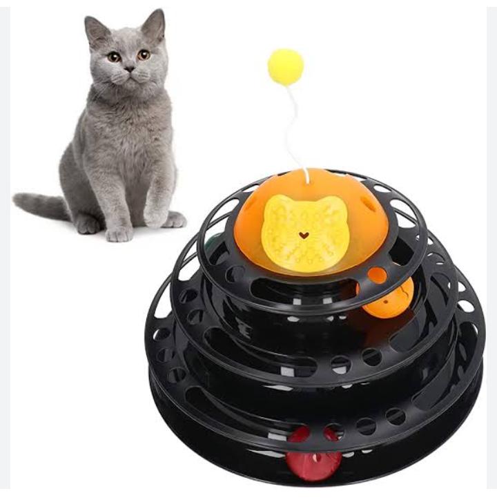 cfc02488-9049-4da3-9ff1-2e96d27cd67b.jpg Cat Turntable Ball Toy 4 Level Detachable Interactive Durable Kitten Tower - Image 1