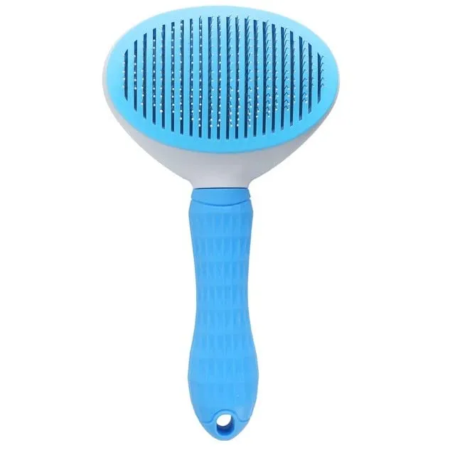 Cat-Dog-Brush-Self-Cleaning-Slic (1) Retractable Pet Grooming Brush with Button – Oval - Image 1
