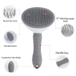 Retractable Pet Grooming Brush with Button – Oval - Image 3