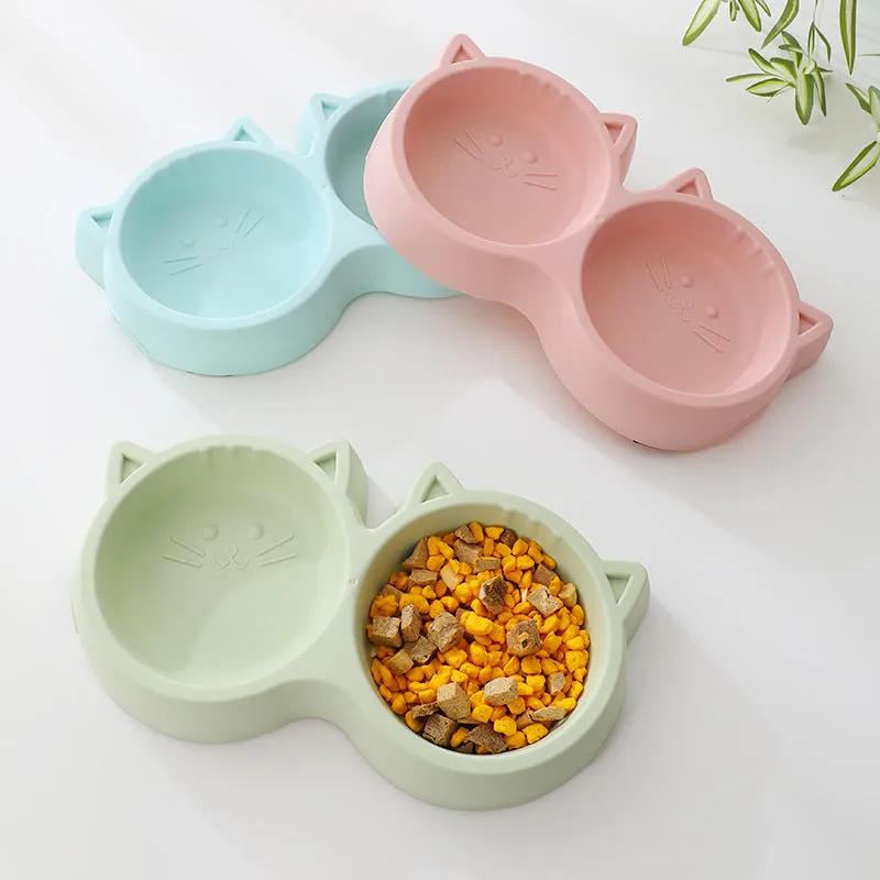 Double-Cat-Face-Food-Bowl Double Side Cat Face Food Bowl - Image 1