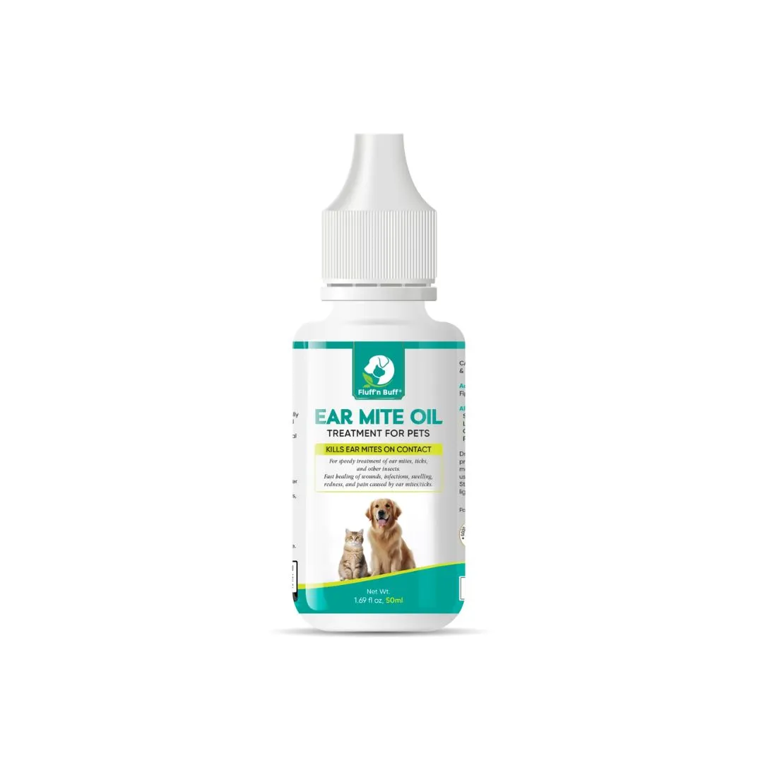Fluff-n-Buff-Ear-Mite-Oil-–-50ml Fluff n Buff Ear Mite Oil For Pets – 50ml - Image 1