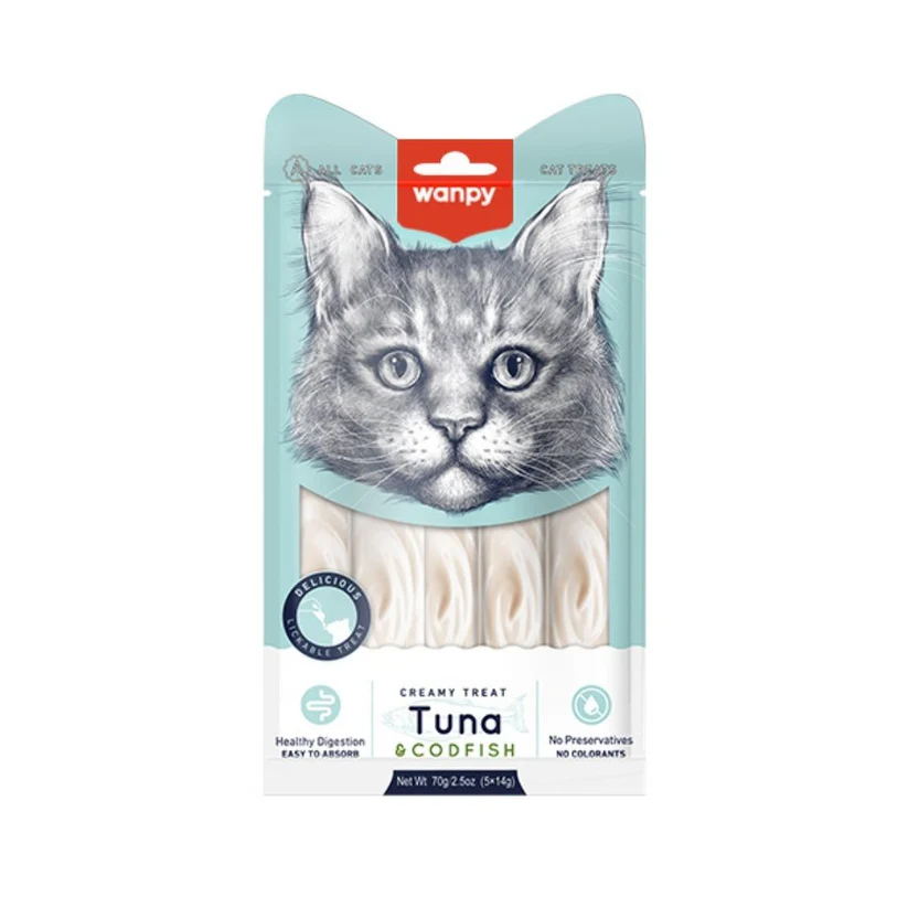 Wanpy-Creamy-Lickable-Treat-for-Cat-_-Tuna-and-Codfish3 Wanpy Creamy Lickable Treat for Cat – Tuna and Codfish - Image 1