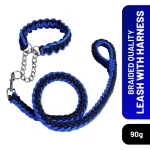 Braided Blue/Black Collar & Leash Set for Dogs