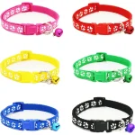 Cute Cat Printed Paws Collar with Bell | Adjustable for Cats - Image 2