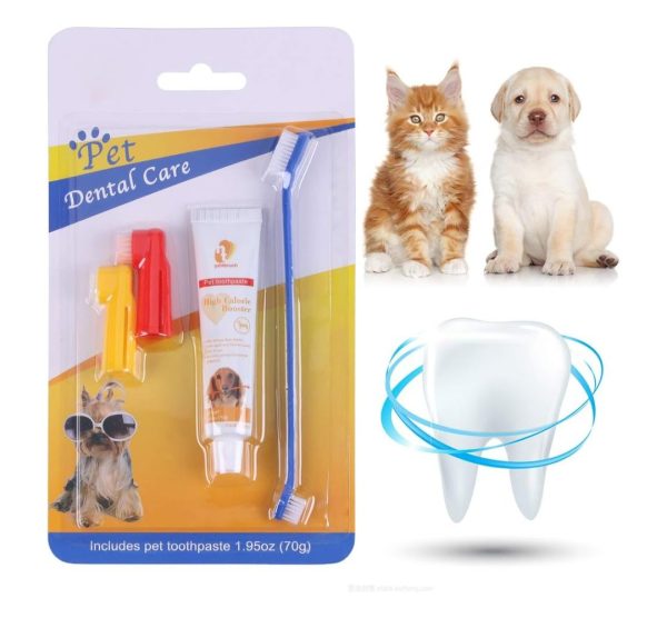 Pet Dental Care Kit with Finger Toothbrushes and Toothpaste