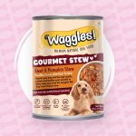Waggles Dog Wet Food Tins in Six Different Flavors