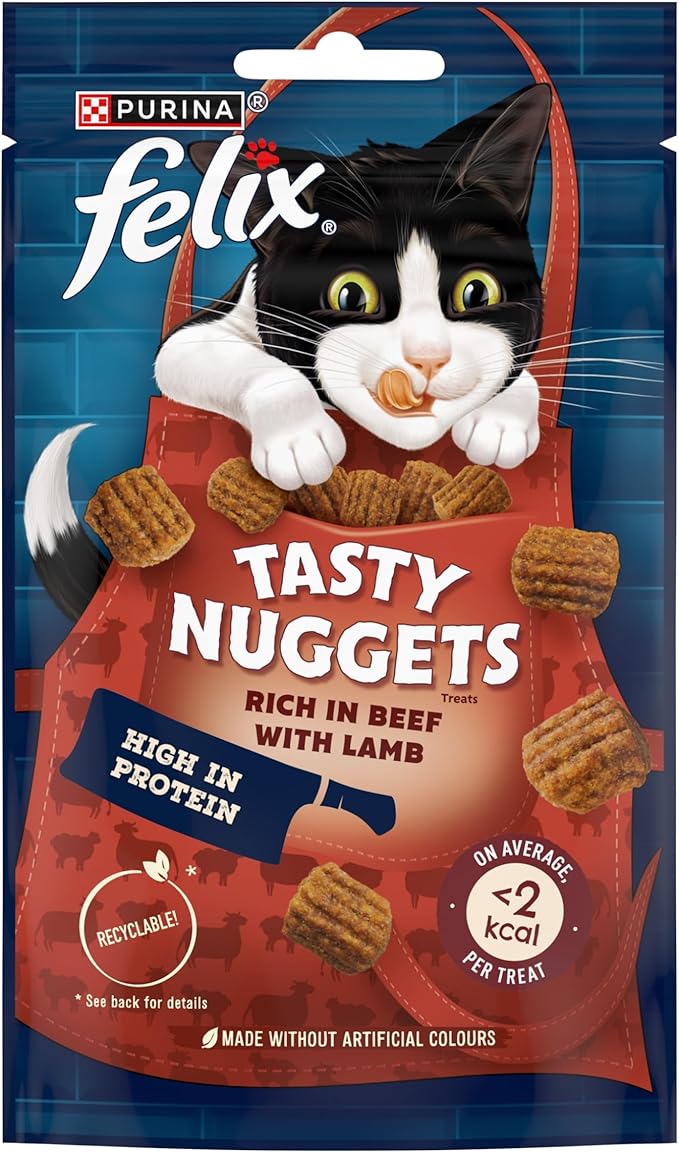 81lqLoQmvBL._AC_SX679.jpg Felix Tasty Nuggets Beef and Lamb Cat Treats – 50 Gram - Image 1