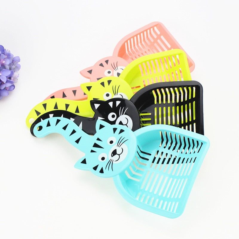 Cute-Cartoon-Cat-Litter-Scoop-Cat-Litter-Shovel-Face-Pattern-Shape-Small-Tail-Pet-Cat-Shovel.jpg Cat Face Scoop - Image 1