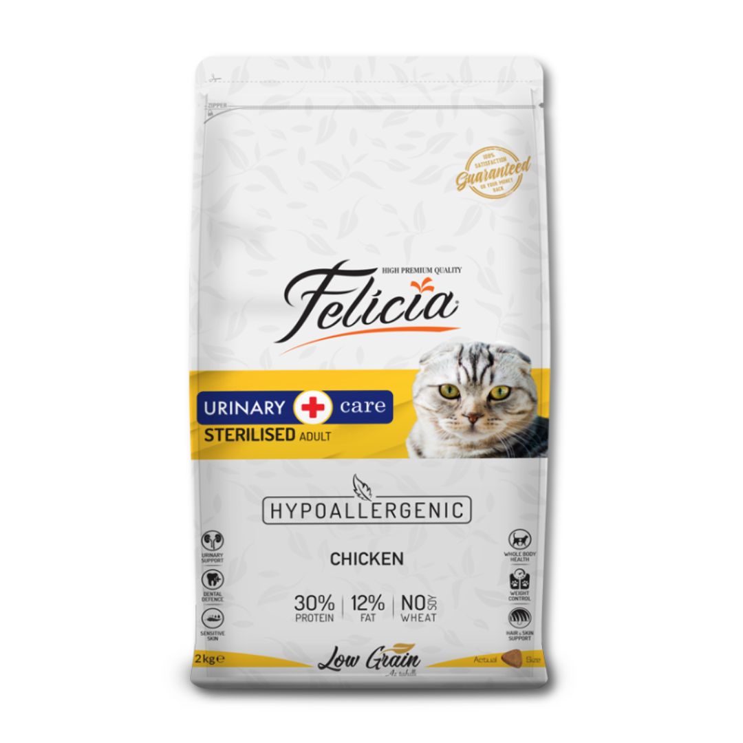 Felicia-Urinary-Care-Adult-Chicken-Sterilised-Petco.jpg Felicia Urinary Care Adult Cat Food With Chicken - Image 1
