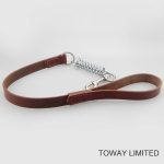 Square Leather Leash With Spring