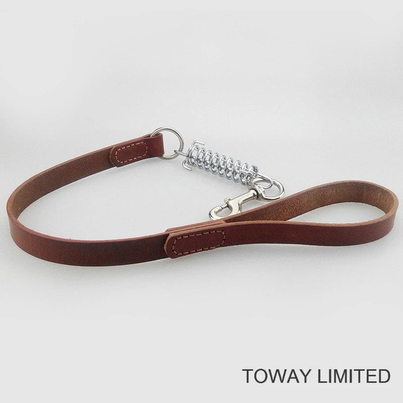 Leather-Dog-Spring-Leash-Thick-Pet-Rope-for-Large-Dogs.jpg Square Leather Leash With Spring - Image 1
