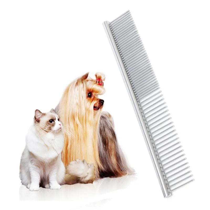 Nieuwe-Pet-Hond-Kat-Metalen-Dubbele-Rij-Tanden-Borstel-Grooming-Haar-Kam-Rake-Tool.jpg__1.jpg Interactive Steel Comb for Cats and Dogs - Image 1