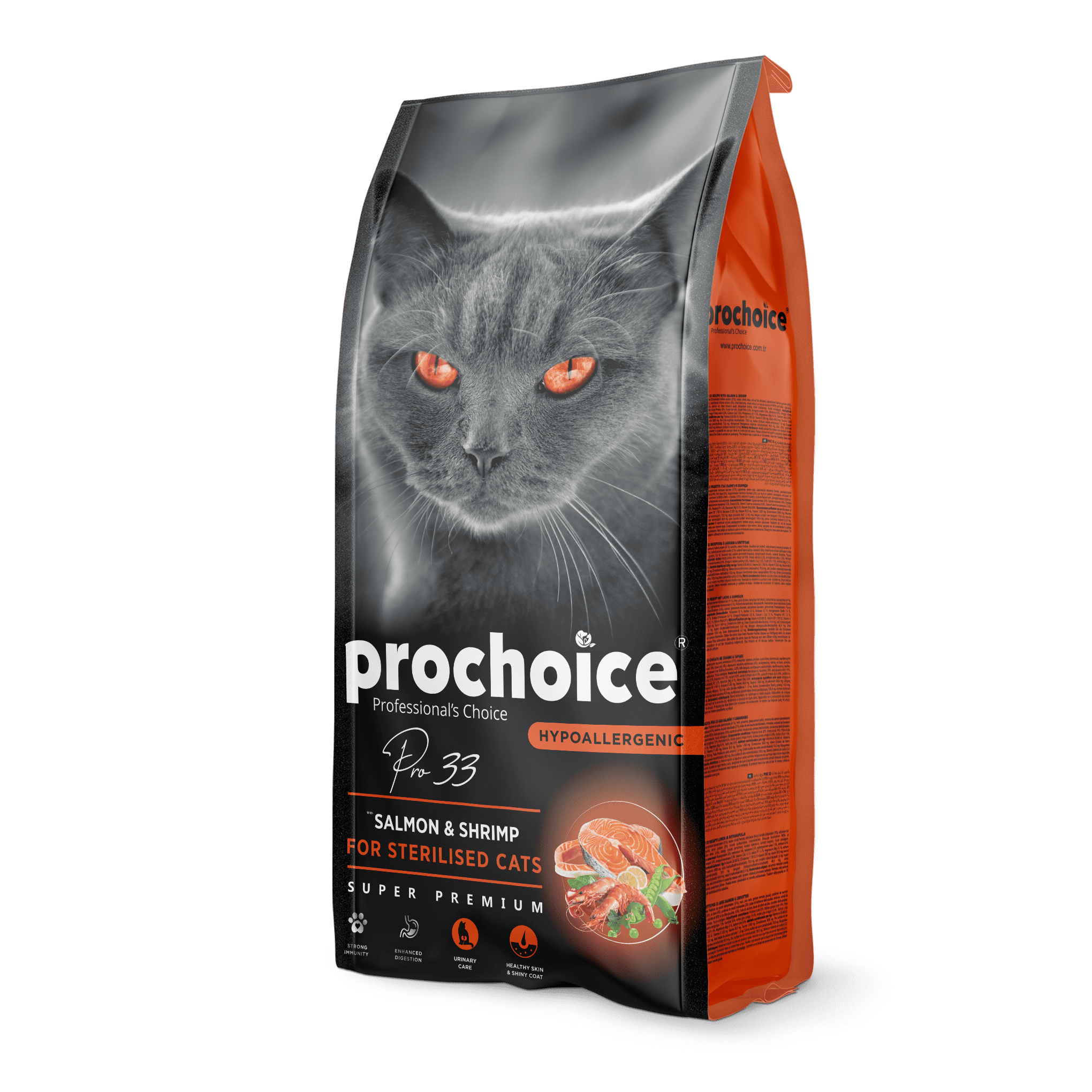 PROCHOICE_Pro33_15kg.png Prochoice Pro33 Salmon & Shrimp | Sterilized Cats - Image 1