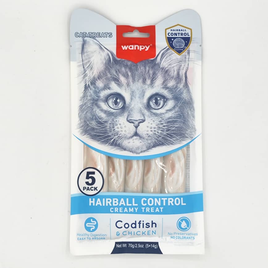 WhatsApp-Image-2025-07-20-at-5.59.36-PM.jpg Wanpy Medicated Creamy Treat / Hairball Control / CodFish And Chicken – 70 Gram - Image 1