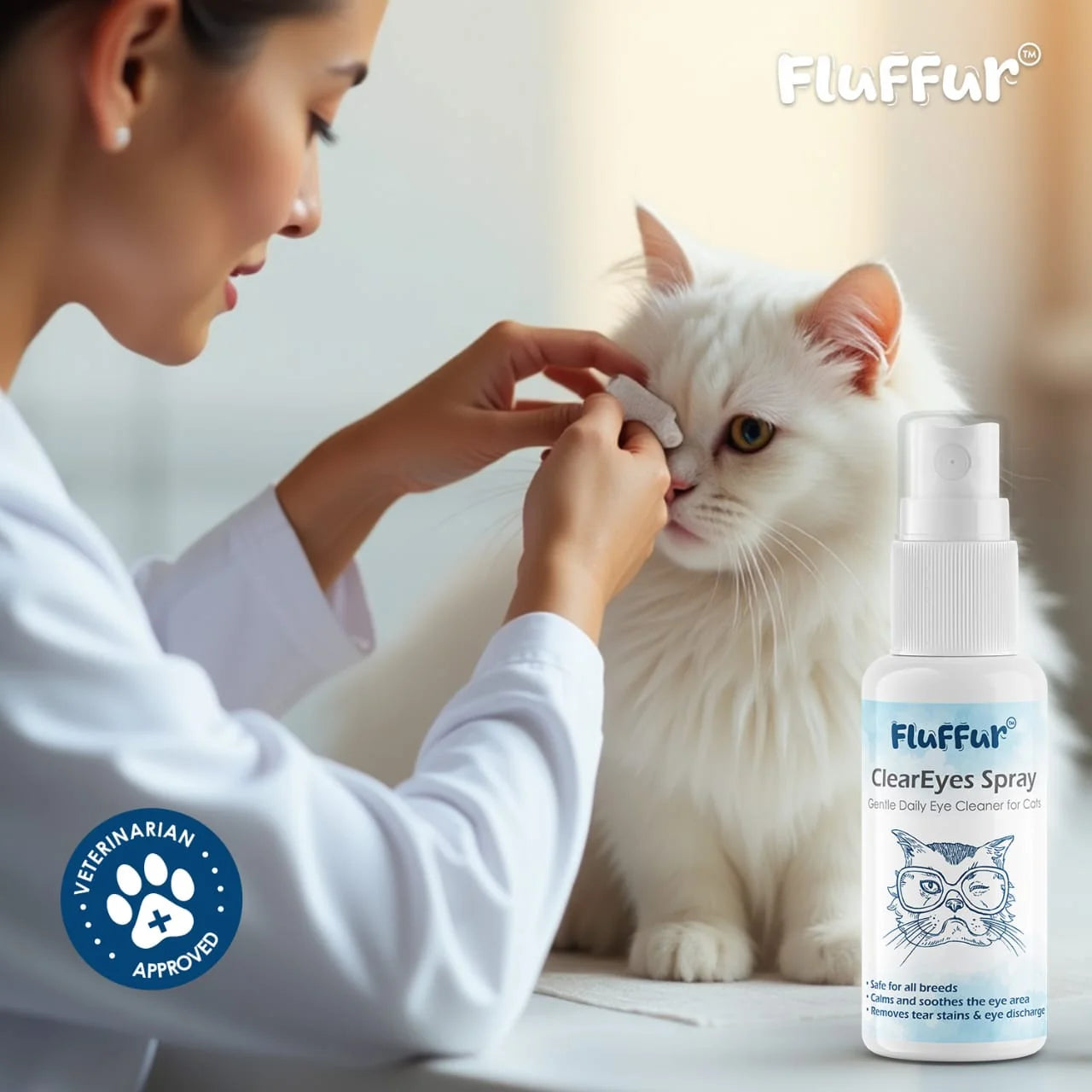 db5706a2-ac08-4508-892f-88d744222499.jpg Fluffur ClearEyes Spray Tear Stain Remover for Cats 50ml - Image 1